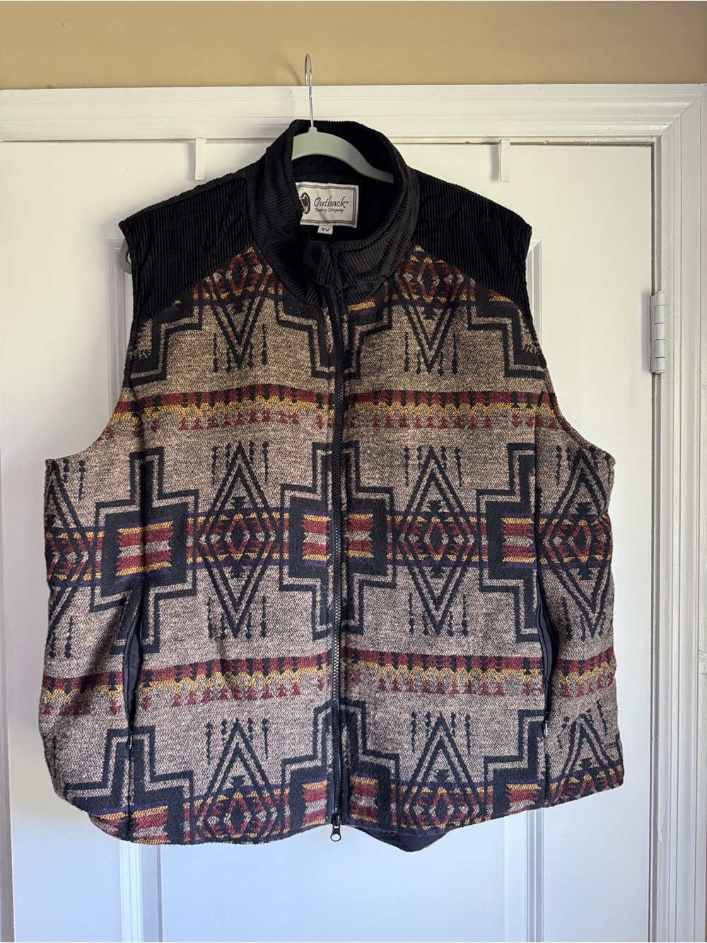 Outback Trading Company Aztec Patterned Vest 3xl - Beige/Black